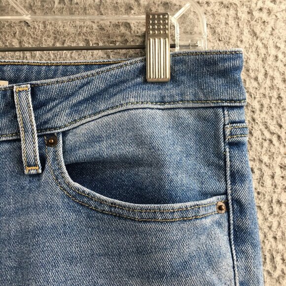 Women's Blue Denim Button Front Cotton Blend Zipper Placket - Picture 5 of 14